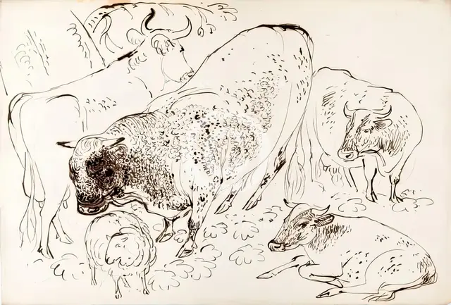 Four Cows and A Sheep, 1825-1839. Creator: James Howe.