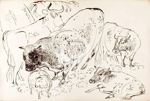 Four Cows and A Sheep, 1825-1839. Creator: James Howe.