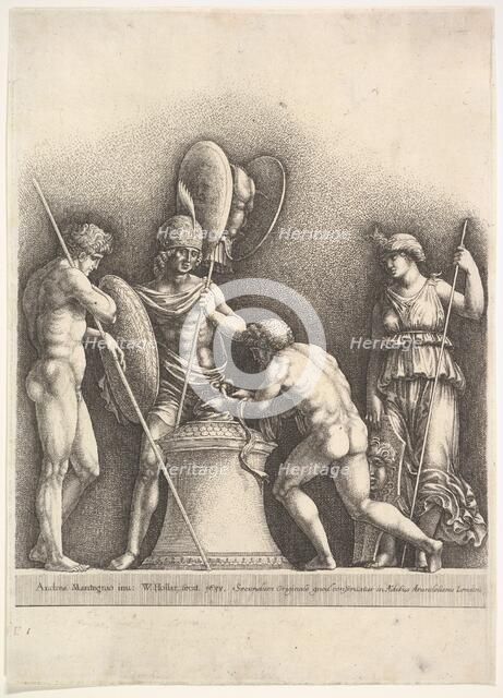 Four classical figures (pagan sacrifice), 1638. Creator: Wenceslaus Hollar.