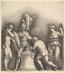 Four classical figures (pagan sacrifice), 1638. Creator: Wenceslaus Hollar