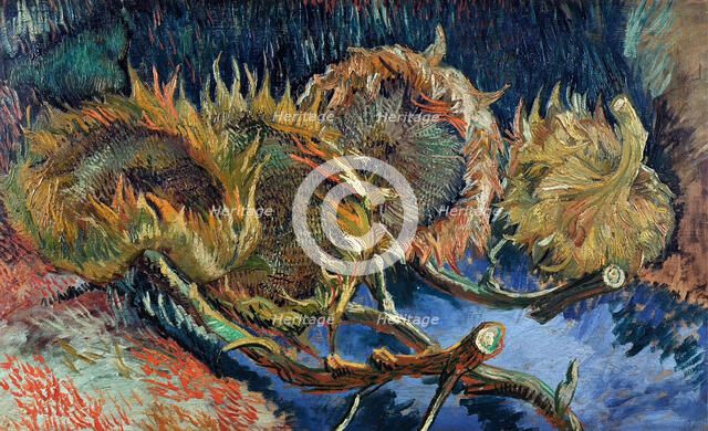 Four cut sunflowers, 1887. Creator: Gogh, Vincent, van (1853-1890).
