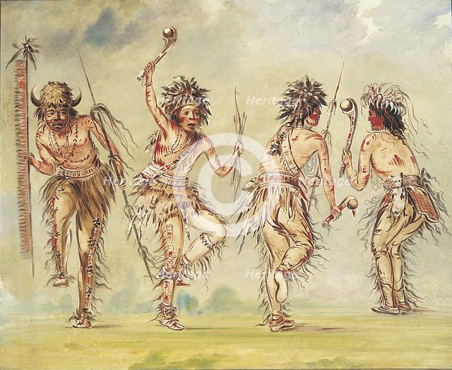 Four Dancers, 1843-1844. Creator: George Catlin.