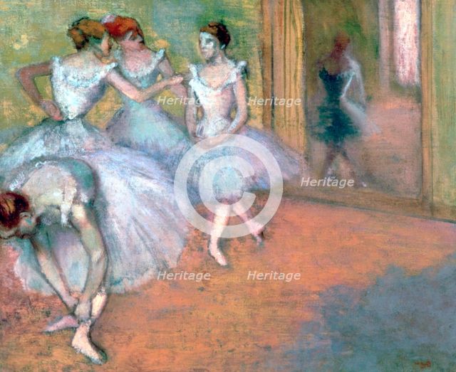 'Four Dancers in the Foyer', late 19th-early 20th century. Artist: Edgar Degas