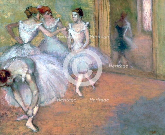 'Four Dancers in the Foyer', late 19th-early 20th century. Artist: Edgar Degas