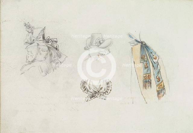 Four Designs of Costume Accessories, ca. 1785-90. Creator: Anon.