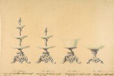 Four Designs for Tiered Serving Dishes, 19th century. Creator: Anon