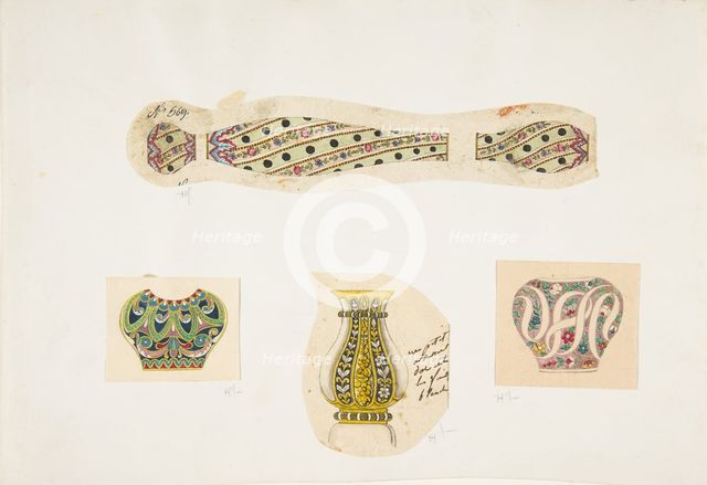 Four Designs for Vases, 19th century. Creator: Anon.