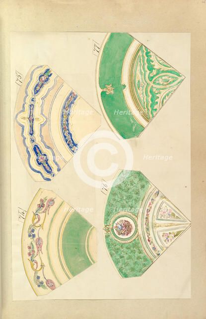 Four Designs for Decorated Plates, 1845-55. Creator: Alfred Crowquill.