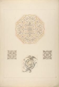 Four designs for decorative motifs, 1830-97. Creators: Jules-Edmond-Charles Lachaise, Eugène-Pierre Gourdet