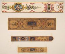Four designs for painted borders to decorate a room, 19th century. Creators: Jules-Edmond-Charles Lachaise, Eugène-Pierre Gourdet