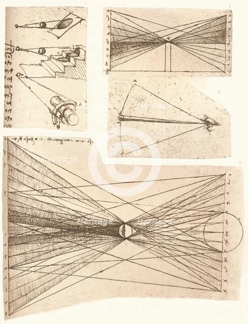 Four diagrams illustrating the theory of light and shade, c1472-c1519 (1883).  Artist: Leonardo da Vinci.