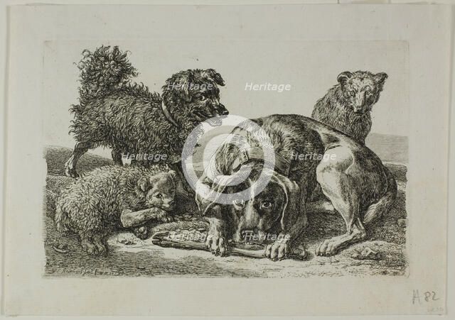 Four Dogs, from Die Zweite Thierfolge, 1799/1803. Creator: Johann Christian Reinhart.