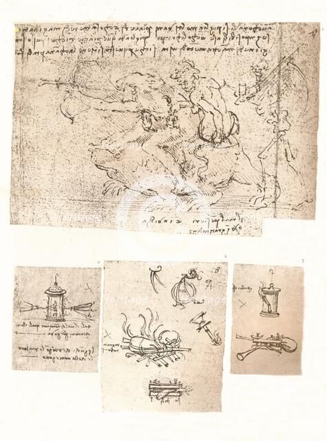 Four drawings of allegorical representations, c1472-c1519 (1883). Artist: Leonardo da Vinci.