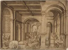 Four Evangelists in a Scriptorium, 1539. Creator: Master I.K.