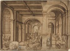 Four Evangelists in a Scriptorium, 1539. Creator: Master I.K.