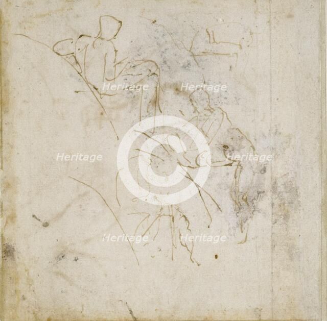 Four Figure Studies, c1490-1560. Artist: Michelangelo Buonarroti.