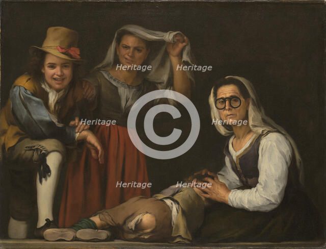 Four Figures on a Step. Artist: Murillo, Bartolomé Estebàn (1617-1682)