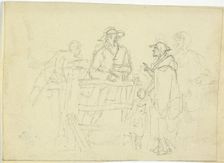 Four Figures at a Fence, n.d. Creator: William Henry Pyne