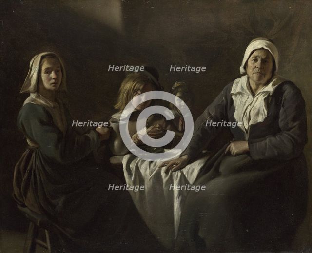 Four Figures at a Table, c. 1643. Artist: Le Nain, Louis (1593-1648)