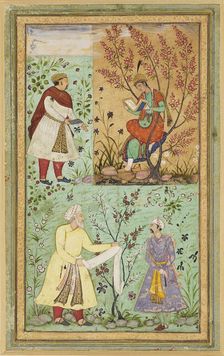 Four figures amid flowers, 16th century