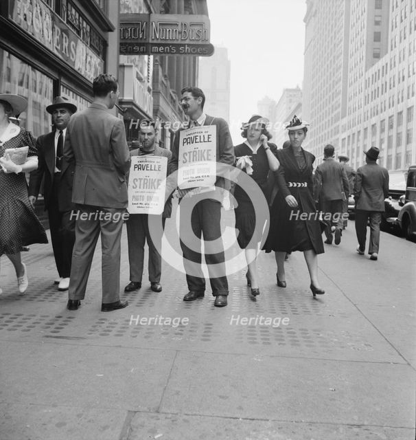Four firms being picketed, 42nd Street, New York City, New York, 1939. Creator: Dorothea Lange.