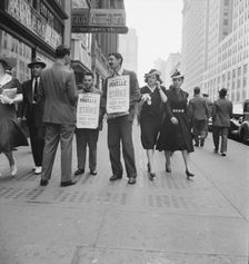Four firms being picketed, 42nd Street, New York City, New York, 1939. Creator: Dorothea Lange