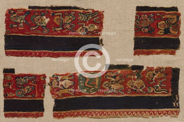 Four Fragments of the Clavi of a Tunic, 400s - 600s. Creator: Unknown.