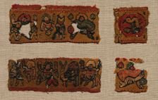 Four Fragments of the Gammadion Border of a Tunic, 400s - 600s. Creator: Unknown
