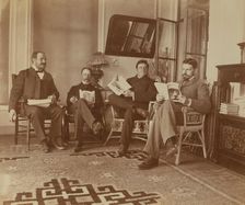 Four friends reading in the veranda room, Dom Smith, Vladivostok, Russia: William S..., 1899. Creator: Eleanor Lord Pray