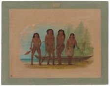 Four Fuegian Indians, 1856/1869. Creator: George Catlin