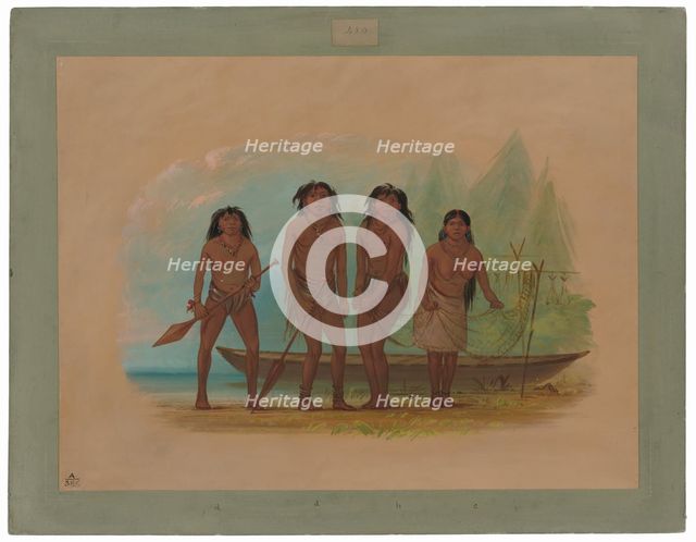 Four Fuegian Indians, 1856/1869. Creator: George Catlin.