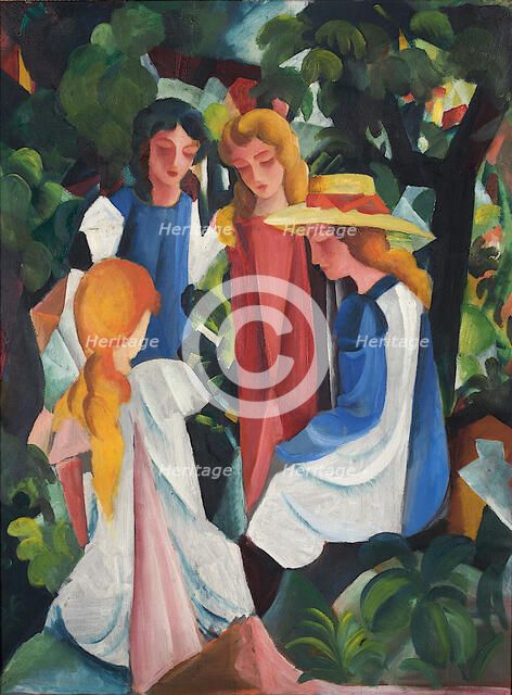 Four Girls, 1912-1913. Artist: Macke, August (1887-1914)