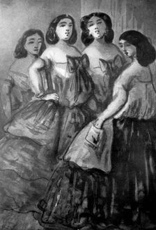Four Girls 19th century, (1930).Artist: Constantin Guys