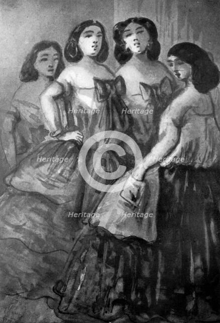 'Four Girls', 19th century, (1930).Artist: Constantin Guys