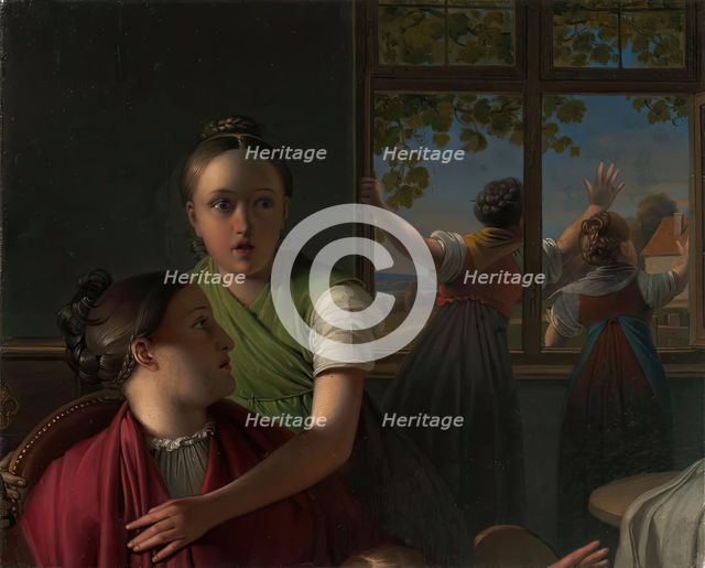 Four girls in one room, 1816-1819. Creator: Johann Peter Krafft.