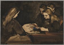Four Girls Studying a Drawing, 1876 . Creator: Théodule Ribot (French, 1823-1891)