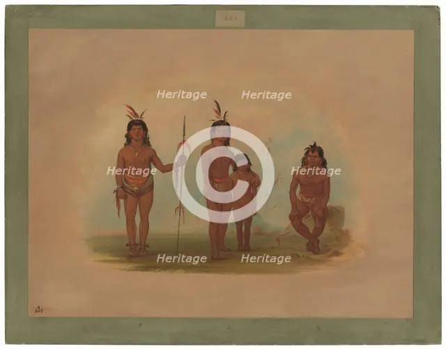 Four Goo-a-give Indians, 1854/1869. Creator: George Catlin.