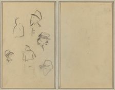 Four Heads and Two Figures [verso], 1884-1888. Creator: Paul Gauguin