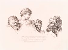 Four heads copied from the Raphael Cartoons at Hampton Court, (c1715-c1730?). Creator: William Hogarth