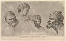 Four Heads From the Raphael Cartoons at Hampton Court, May 14, 1781. Creator: William Hogarth