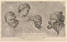 Four Heads From the Raphael Cartoons at Hampton Court, May 14, 1781. Creator: William Hogarth