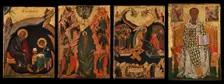 Four Icons from a Pair of Doors (Panels), possibly part of a Polyptych..., early 15th century. Creator: Unknown