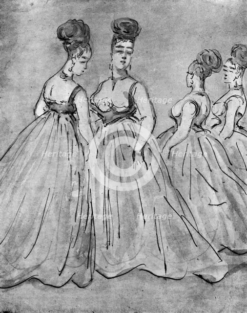 'Four Ladies', 19th century, (1930). Artist: Constantin Guys