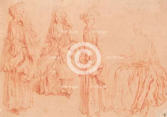 Four Ladies, about 1710. Creator: Jean-Antoine Watteau.