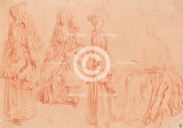 Four Ladies, about 1710. Creator: Jean-Antoine Watteau.