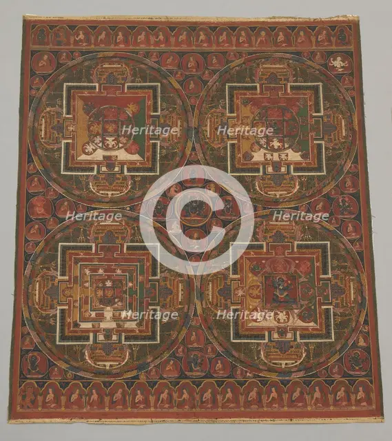 Four Mandalas of the Guhyasamaja Cycle, 16th century. Creator: Unknown.