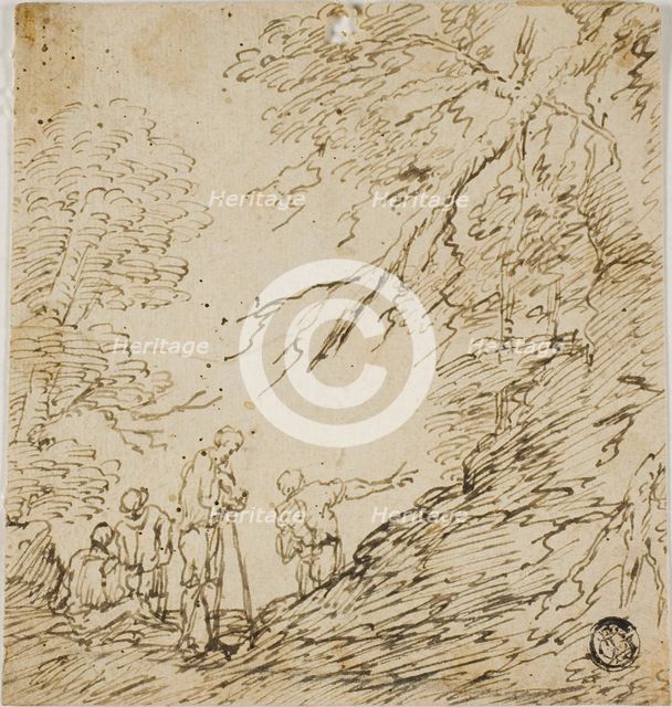 Four Men in Forest, n.d. Creator: Unknown.
