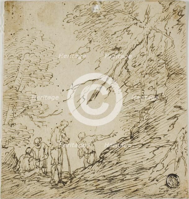 Four Men in Forest, n.d. Creator: Unknown.