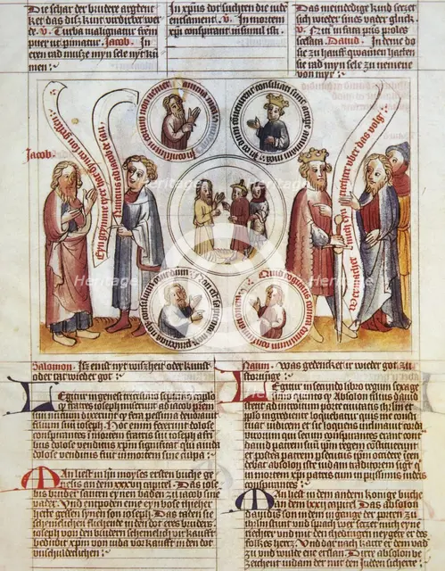 Four medallions with portraits of Jacob, David, Solomon and Nahum, c1425.  Creator: Unknown.