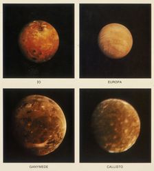 Four moons of Jupiter. Io, Europa, Ganymede and Callisto, 1979. Creator: Unknown